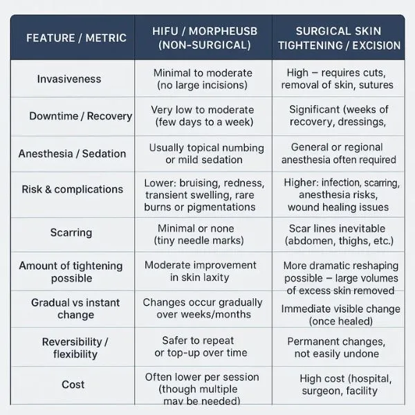 Lost the Weight but Not the Loose Skin? 3 A table showing the benefits of Lipo Sculpt Warwick treatments to combat loose skin.